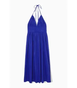 Cos Gathered Halterneck Midi Dress Bright Blue Size AU 10 for rent on The Volte - image 4