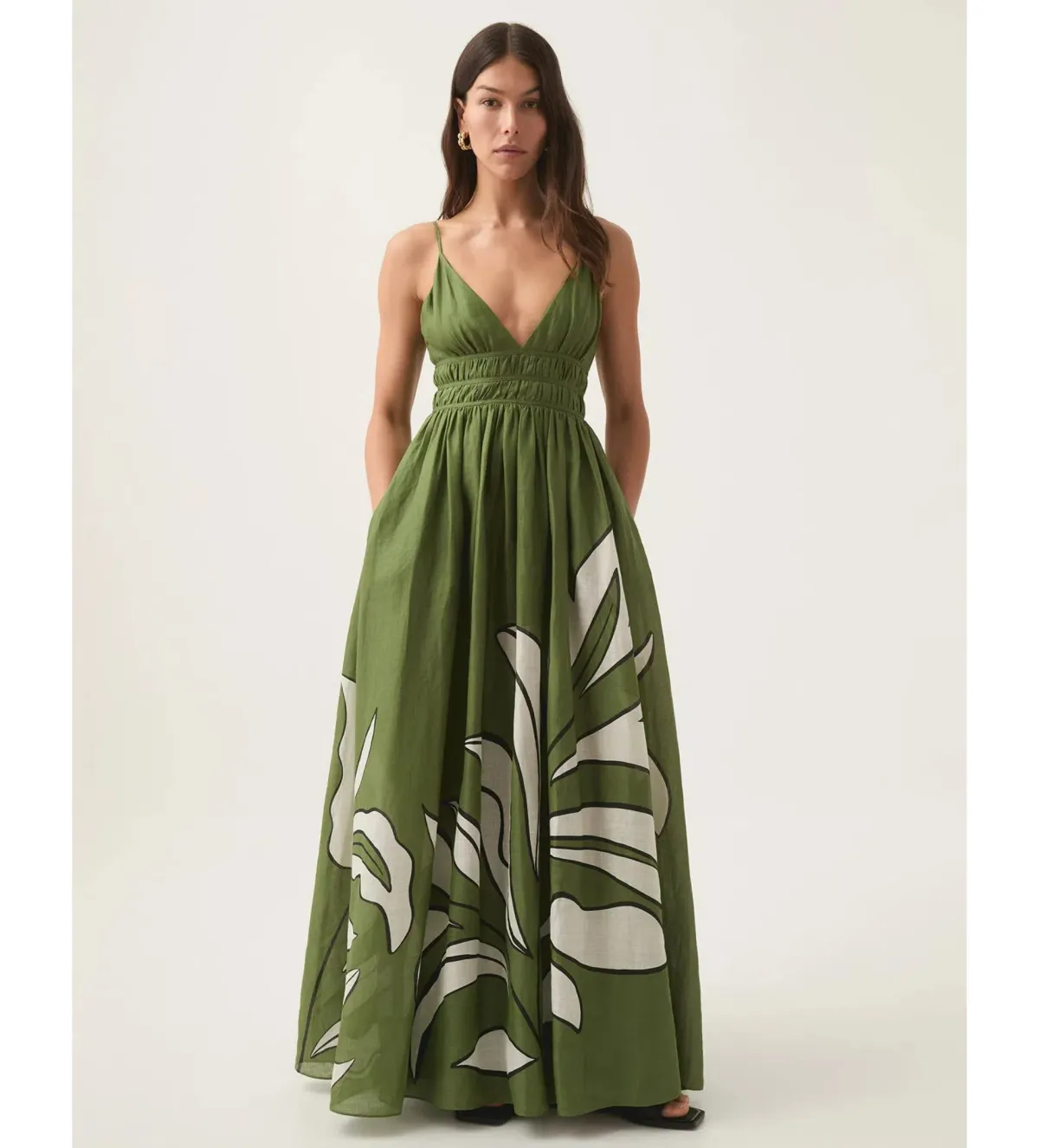 Aje Planetary Maxi Dress in Abstract Fern Size AU 12 - Image 1