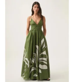 Aje Planetary Maxi Dress in Abstract Fern Size AU 12 for rent on The Volte - image 1