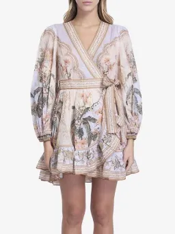 Zimmermann Wylie Mini Wrap Frill Dress in Blue Floral Size 3 / AU 14 for rent on The Volte - image 2