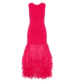 Aje Rushes Raffia Knit Midi Dress Deep Fuschia Size AU 8  for rent on The Volte - image 5