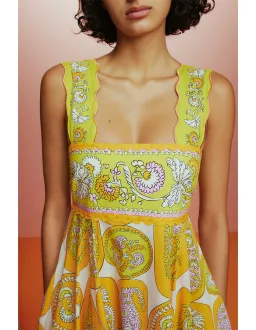 Alemais Diana Summer Dress Yellow Print Size AU 8  for rent on The Volte - image 4