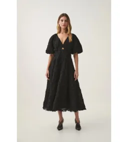 Aje Florential Textured Midi Dress Black Size AU 16 for rent on The Volte - image 1