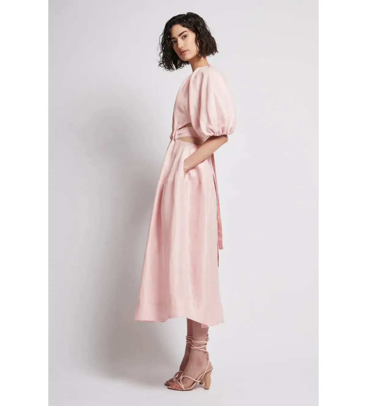 Aje Mimosa Soft Pink Cut Out Midi Dress Soft Pink Size AU 6 - Image 2