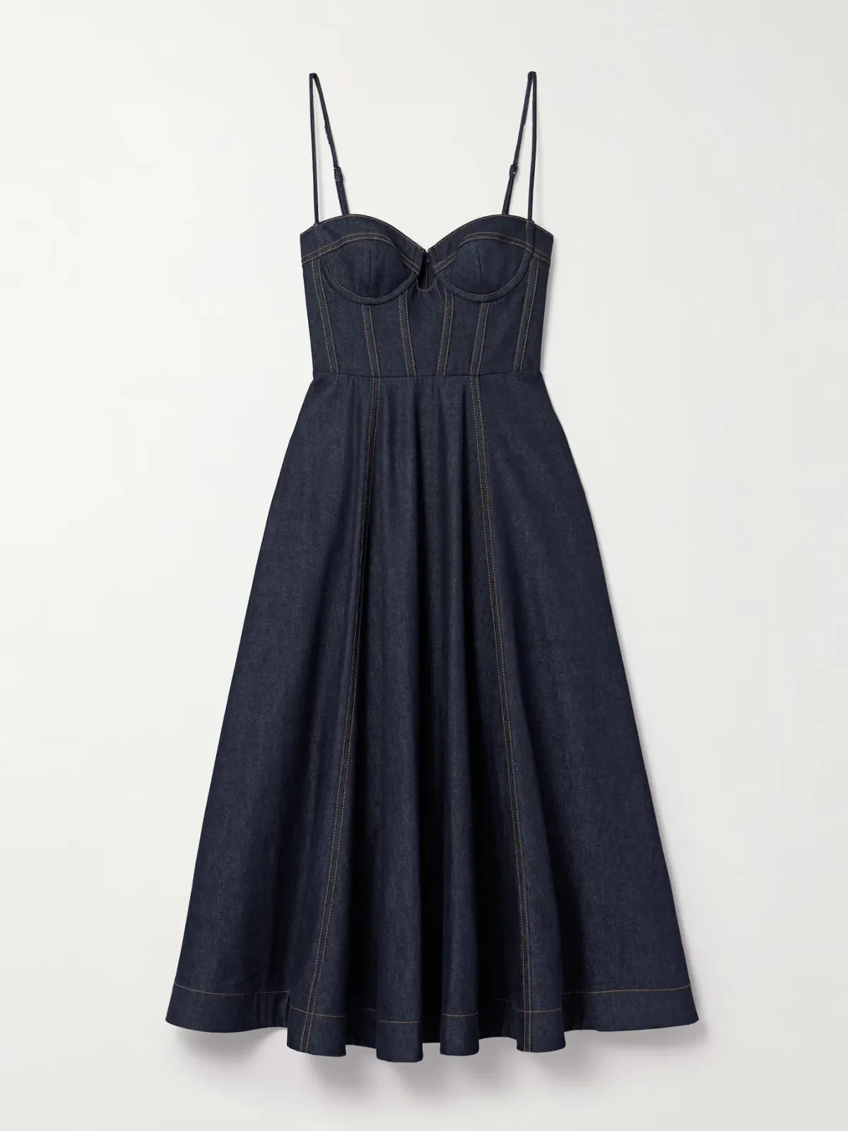 Zimmermann Crush Denim Bustier Midi Dress Navy Size 0P/Au 6  - Image 6
