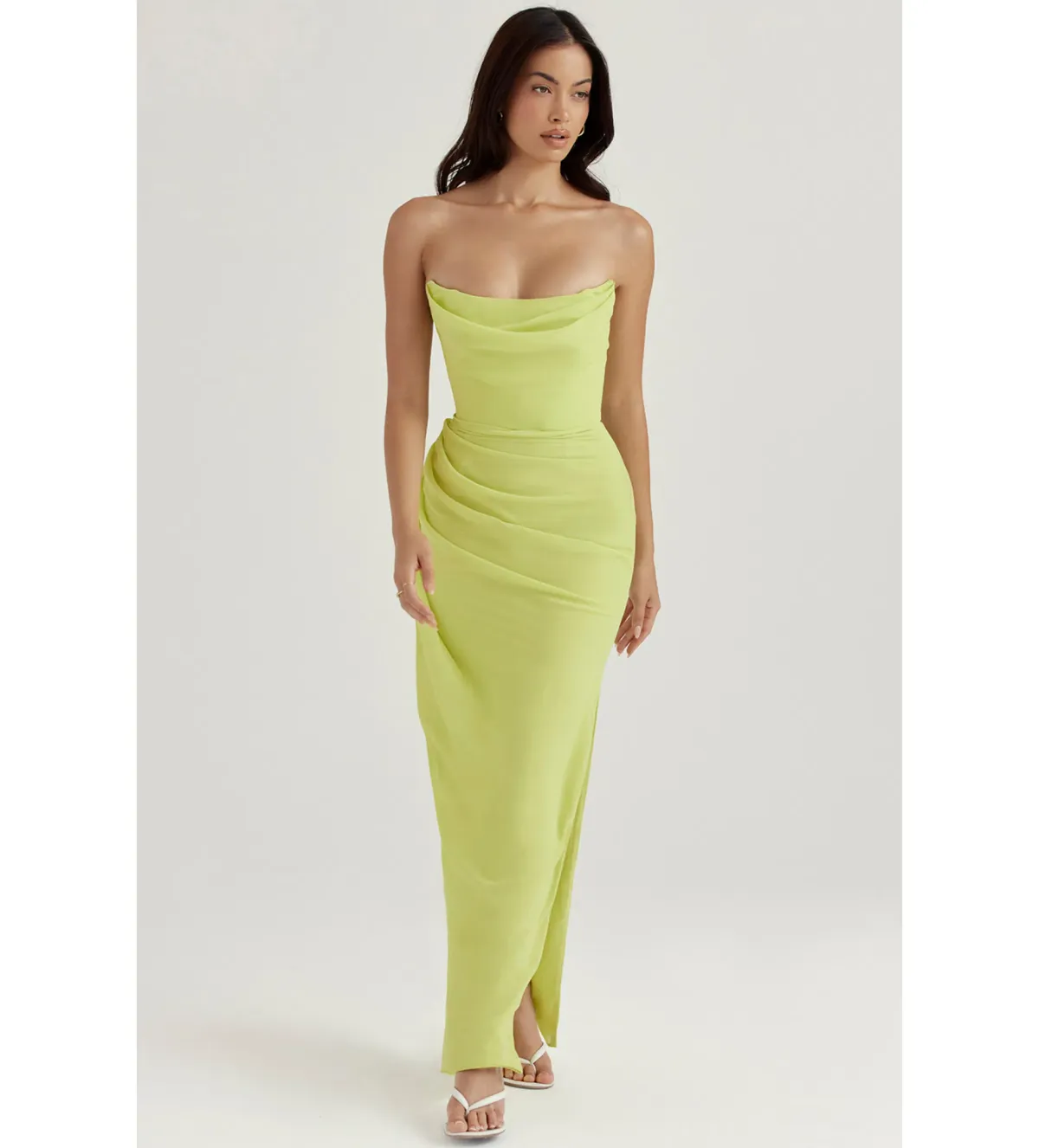 House of CB  Adriene Lime Strapless Gown Lime Size L/Au 12  - Image 2