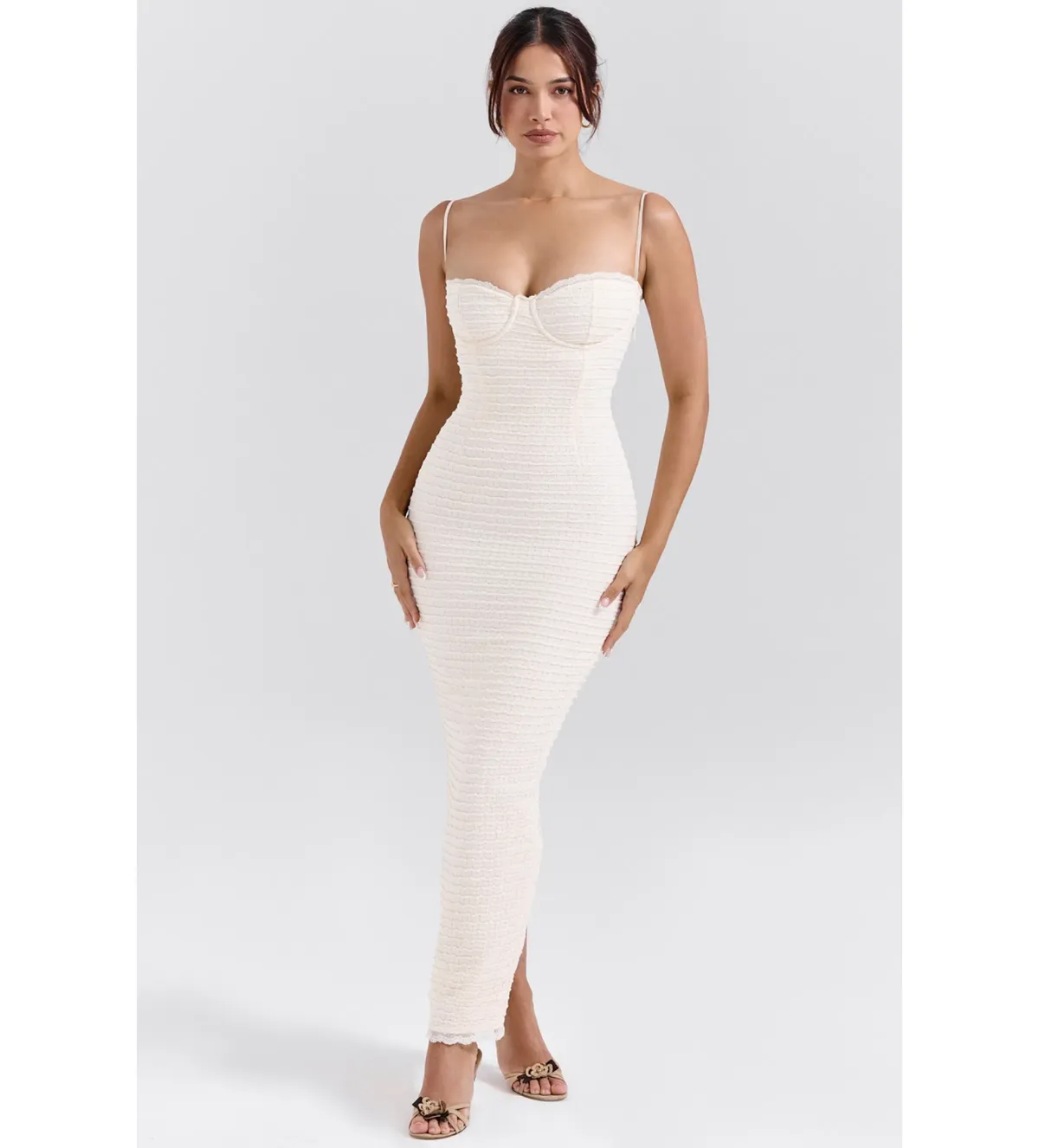 House of CB  Elinor Midi Dress Cream Tea Frill Size 8 - Image 1