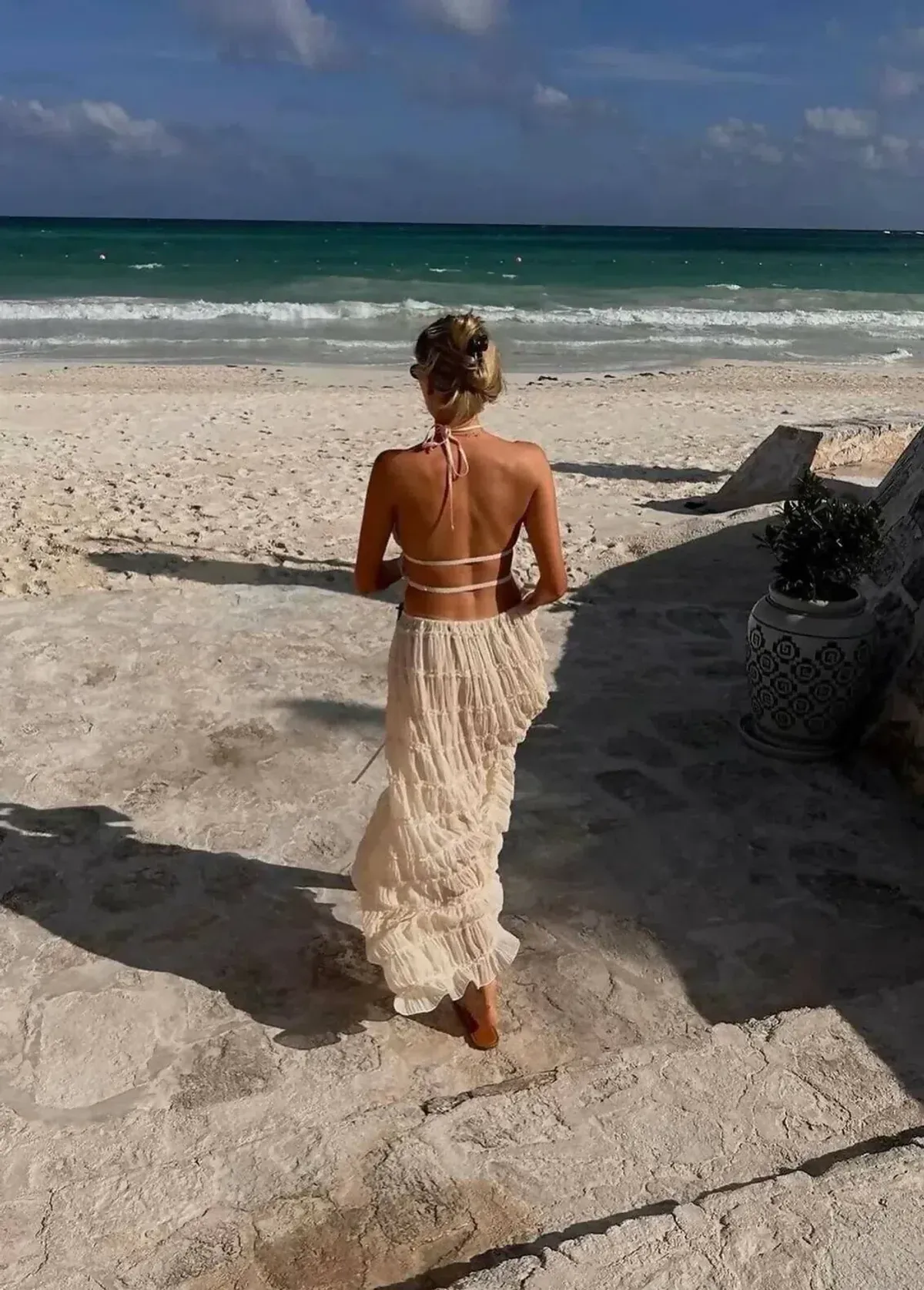 Arcina Ori Juliette Halter Top & Maxi Skirt Set Warm Cream Size S / AU 8 - Image 5