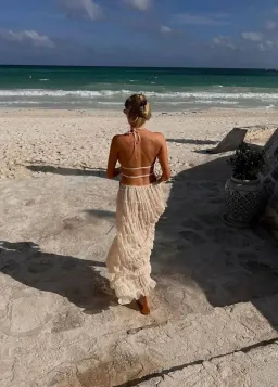 Arcina Ori Juliette Halter Top & Maxi Skirt Set Warm Cream Size S / AU 8 for rent on The Volte - image 5