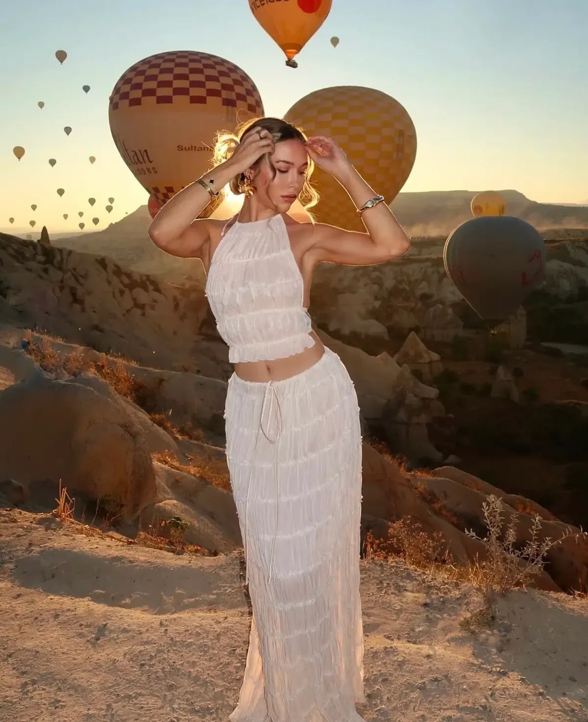 Arcina Ori Juliette Halter Top & Maxi Skirt Set Warm Cream Size S / AU 8 - Image 1