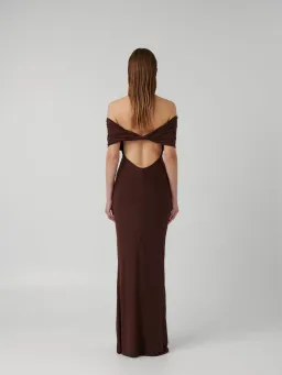Effie Kats Viela Gown Cocoa Brown Size M (10 AU) for rent on The Volte - image 3
