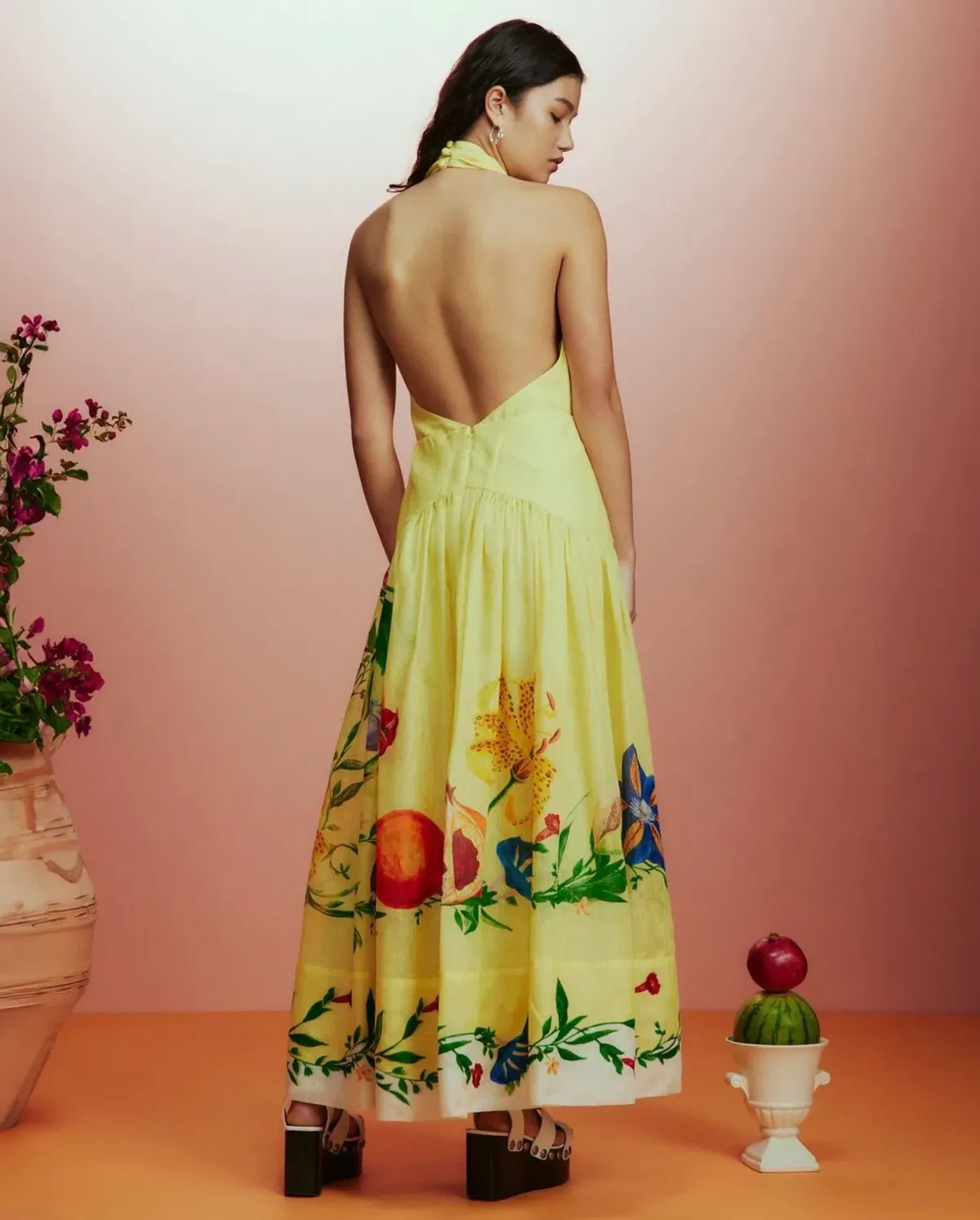 Alemais Dahlia Halter Gown Yellow Size AU 8 - Image 3