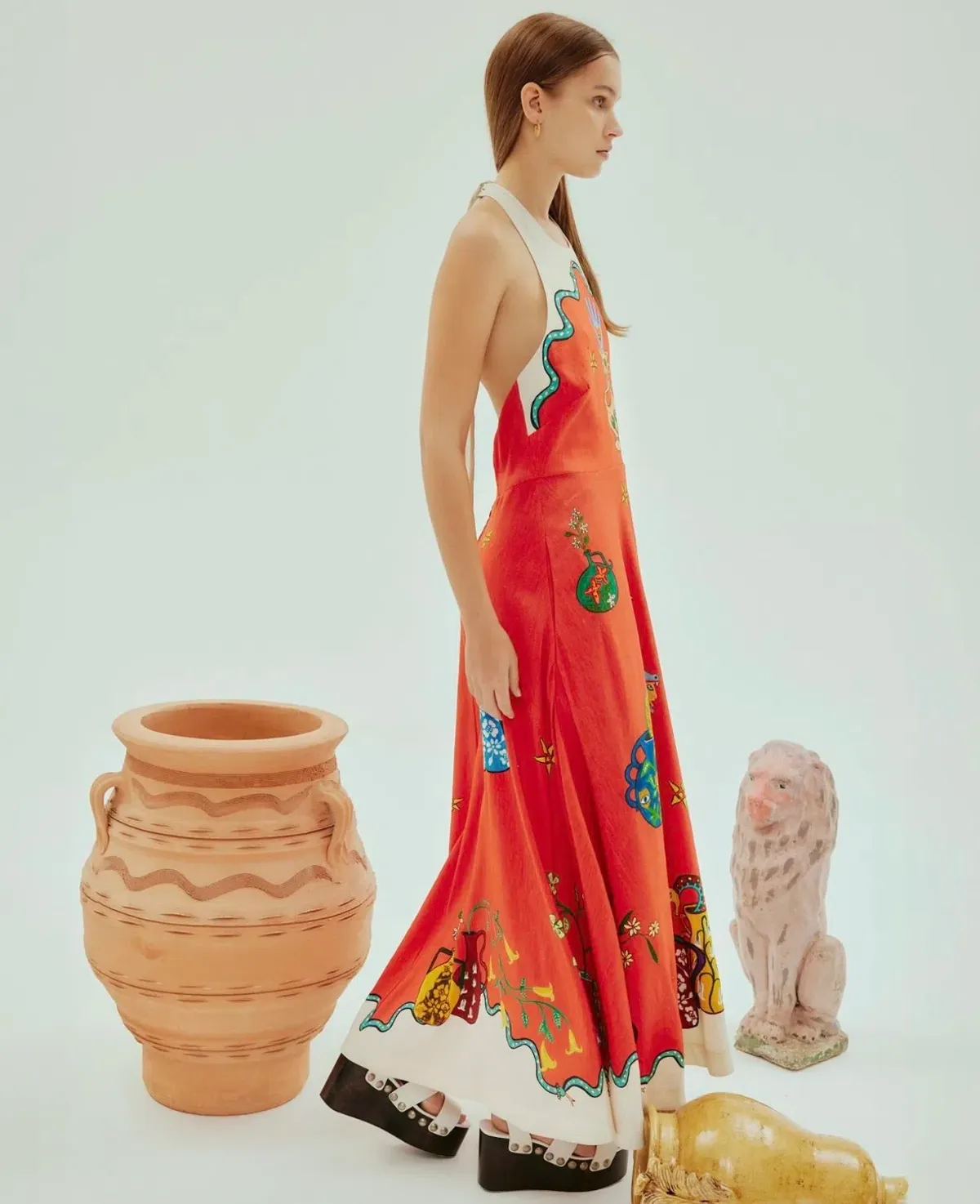 Alemais Rose Halter Dress Red Print Size AU 8 - Image 2