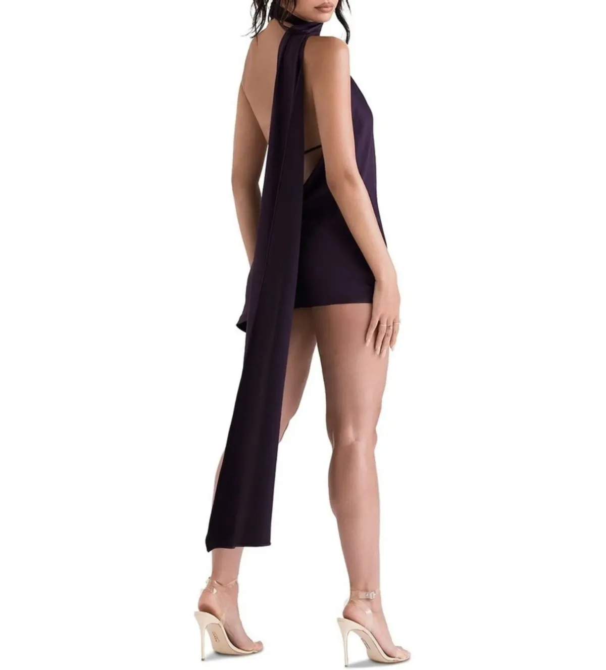 House Of Cb Aida Night Shade Asymmetric Wrap Neck Dress Purple Size S/Au 8 - Image 2