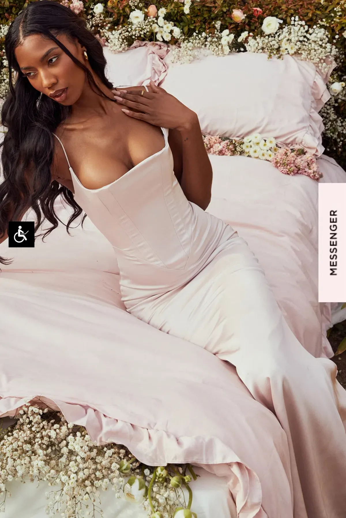 House of CB Olivette CRYSTAL SATIN CORSET MAXI DRESS Size M - Image 2