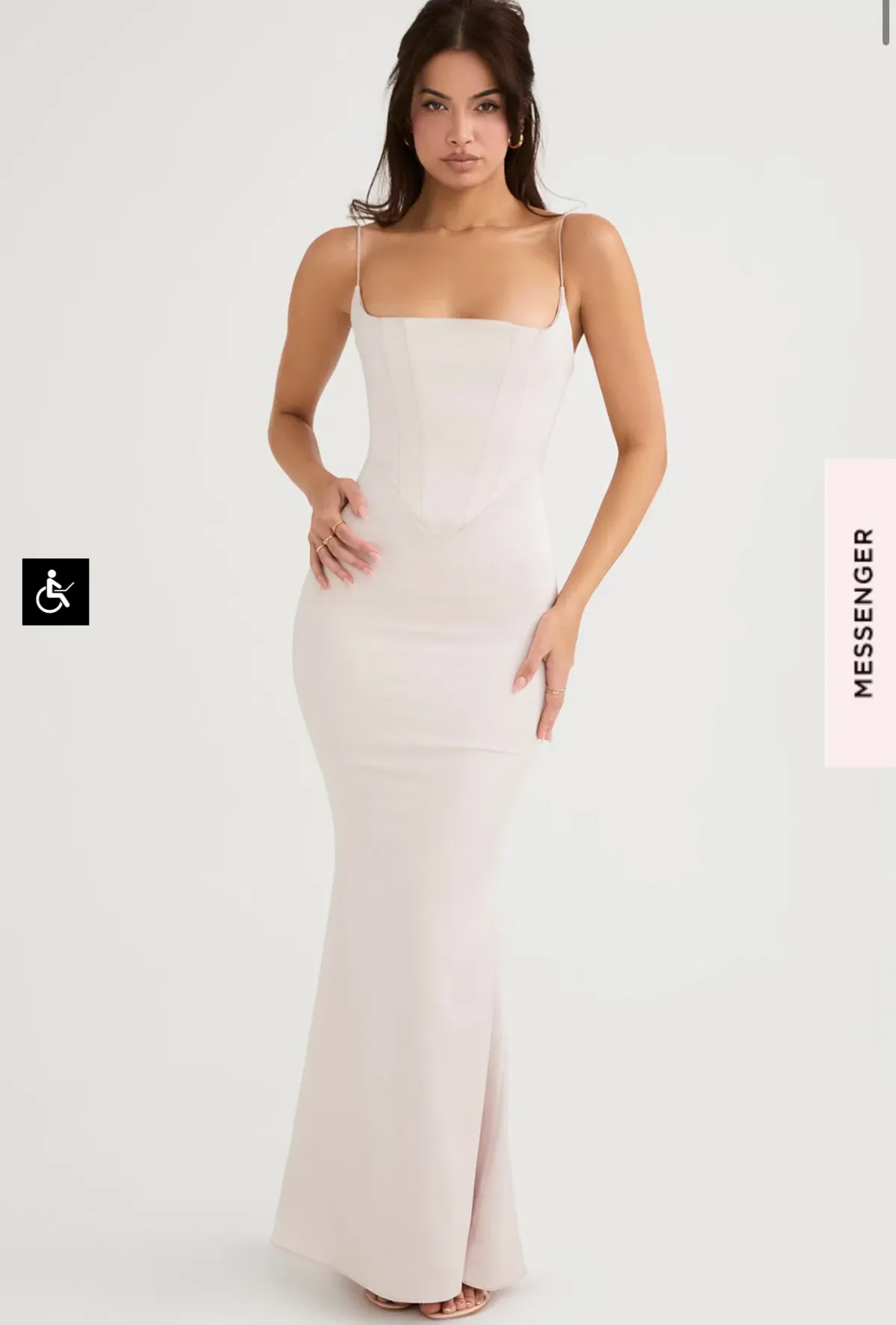 House of CB Olivette CRYSTAL SATIN CORSET MAXI DRESS Size M - Image 1