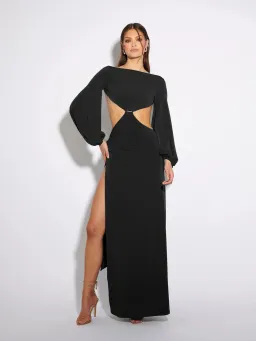 Effie Kats Gisele Gown Maxi Dress in Black Size 6  for rent on The Volte - image 1