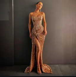 Lia Stublla Chanel Gown Gold Size 12  for rent on The Volte - image 1