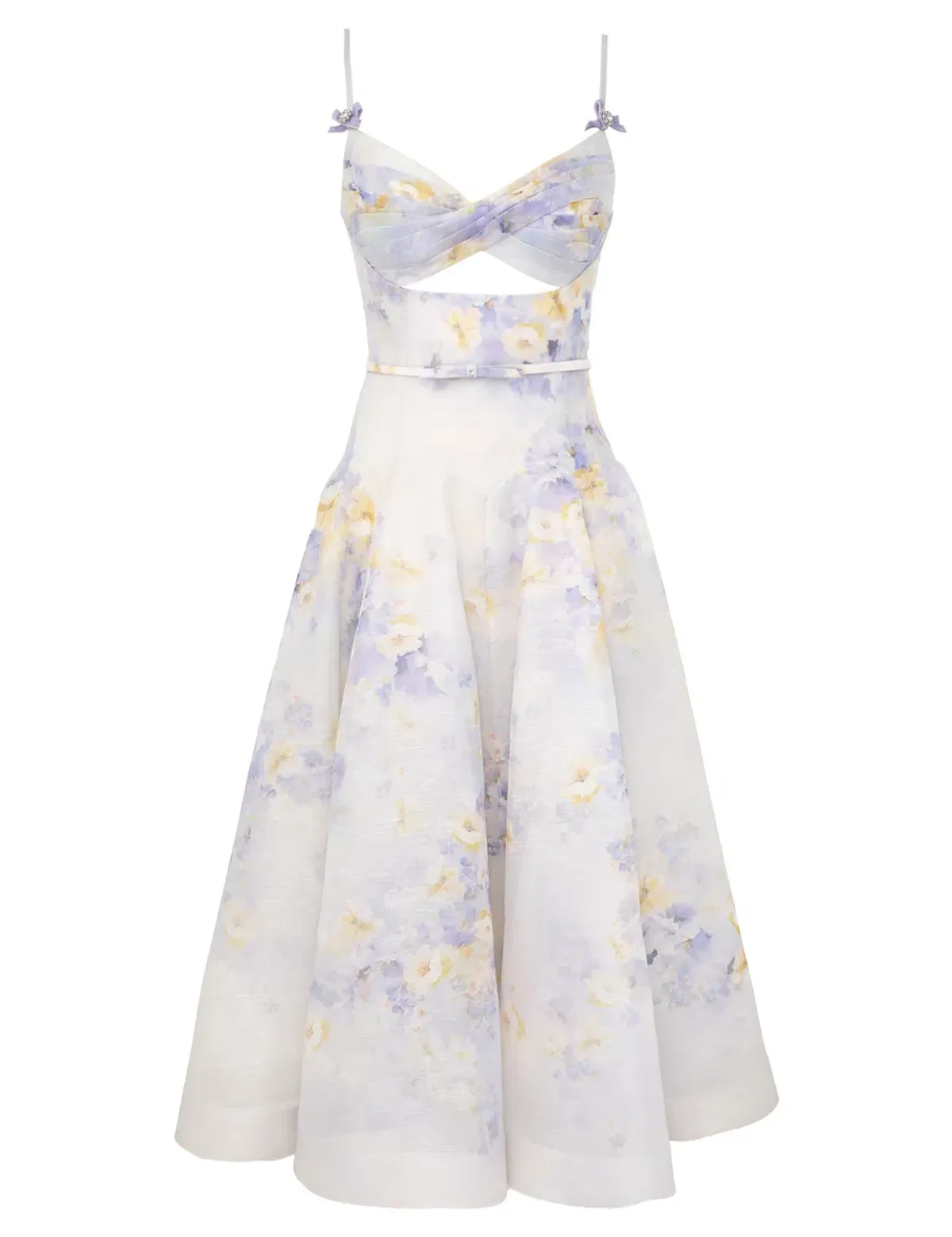 Zimmermann Crush Twist Front Midi Dress Lilac Floral Size 0P / AU 6 - Image 3