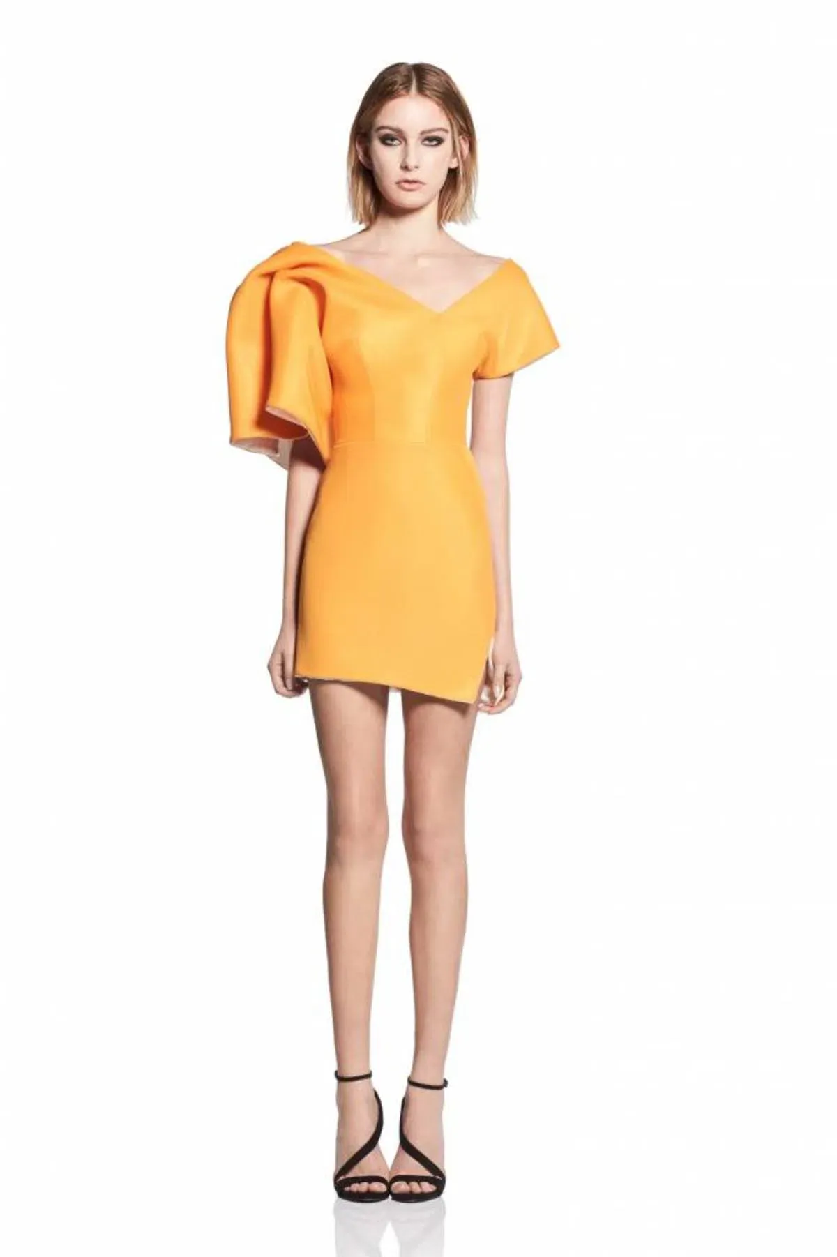 Toni Maticevski Peacock Cocktail Mini Dress Sunset Yellow Size 10 - Image 1