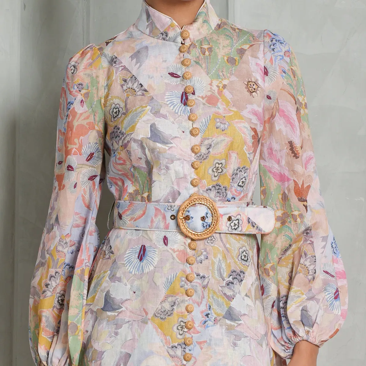 Zimmermann Illustration Belted Mini Dress Multi Floral Diamond Size 3 / AU 14 - Image 4