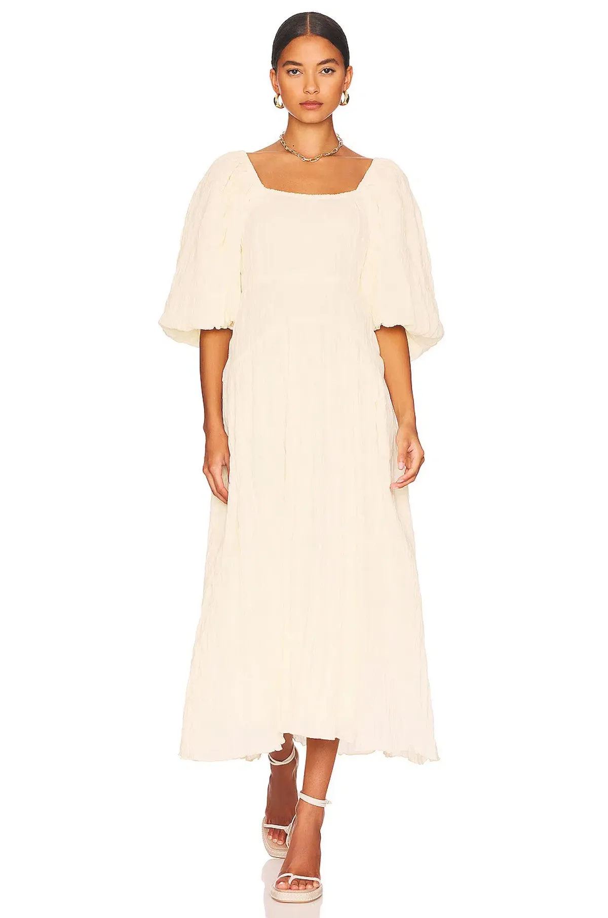 Sovere Mercy Reversible Midi Dress in French Vanilla Size  - Image 3