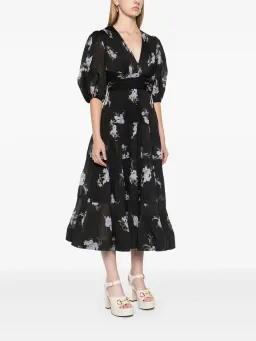 Zimmermann Pleated Midi Dress Black Iris Floral Size 3/ AU 14 for rent on The Volte - image 1