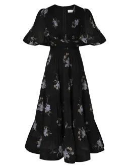 Zimmermann Pleated Midi Dress Black Iris Floral Size 2/ AU 12 for rent on The Volte - image 5