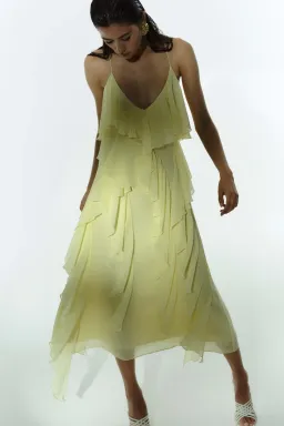 Aje Valentine Frill Maxi Dress Acacia Yellow Size AU 8 for rent on The Volte - image 3