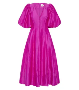 Aje Dusk Puff Sleeve Midi Dress Deep Magenta Size AU 16 for rent on The Volte - image 6