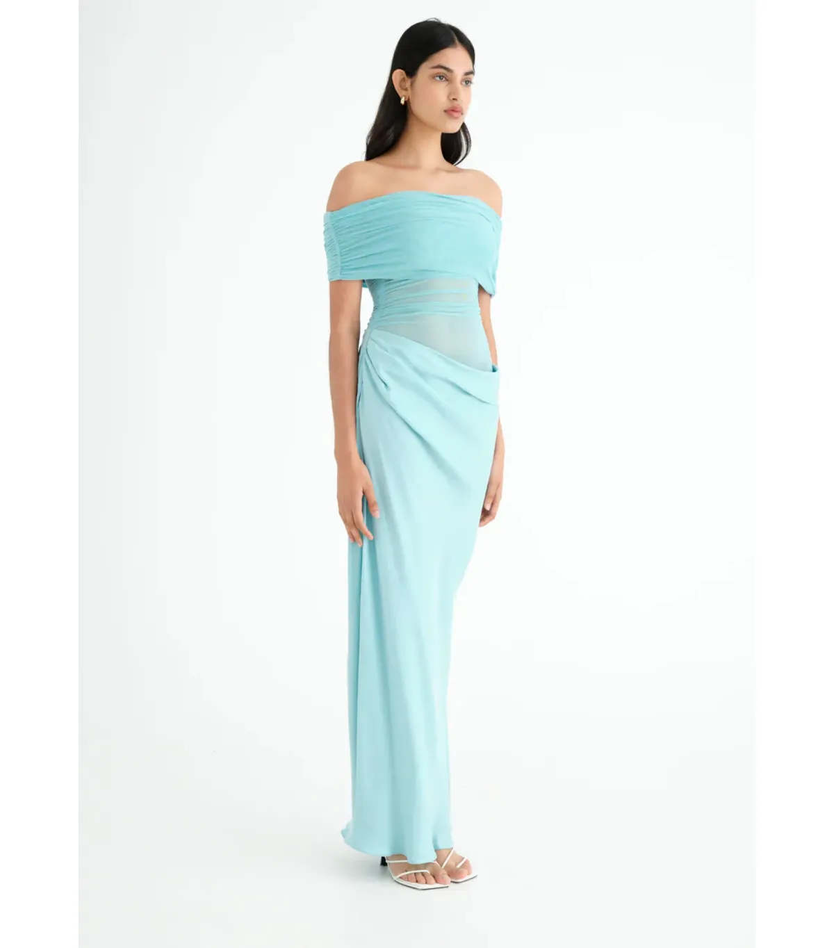 Benni Nico Off Shoulder Maxi Dress Aquamarine Size AU 8 - Image 2