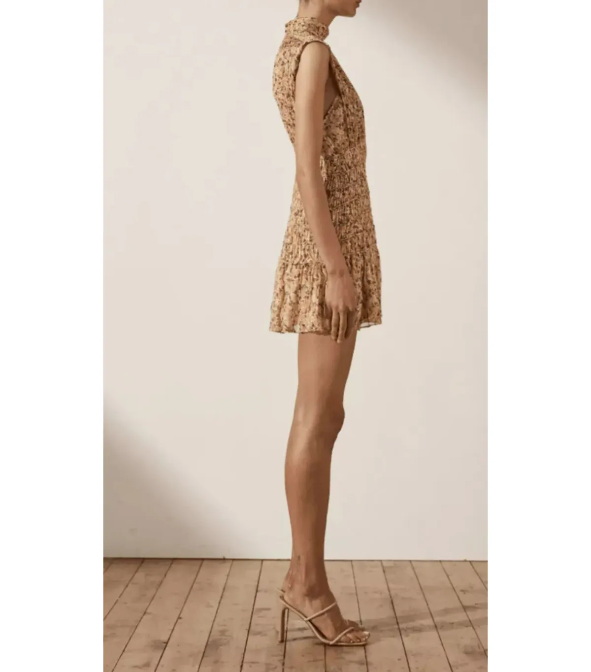 Shona Joy Colette High Neck Corded Mini Dress Print Size AU 10 - Image 2