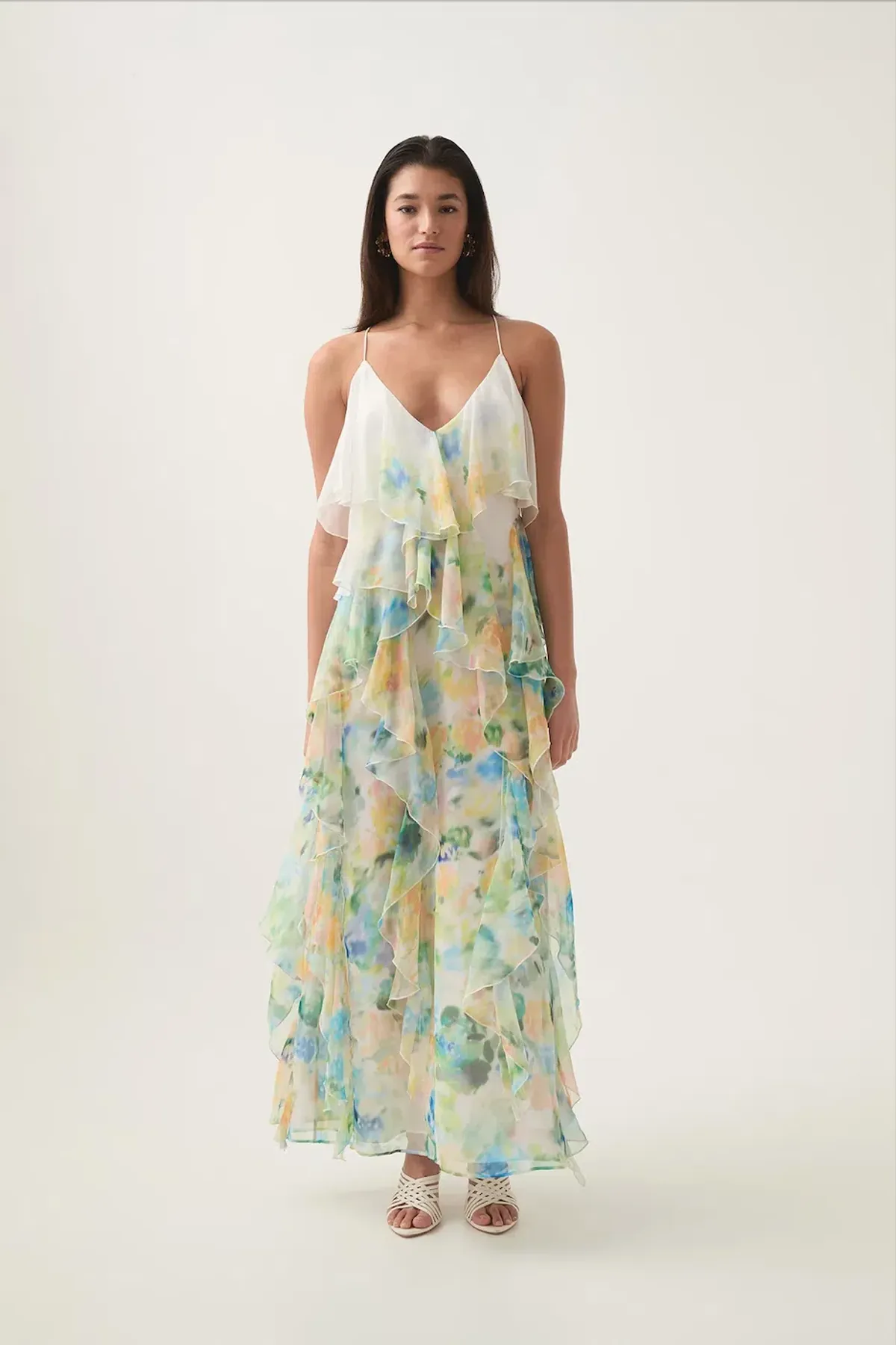 Aje Dreamscape Frill Maxi Dress in Floral Haze Size AU 8 - Image 1