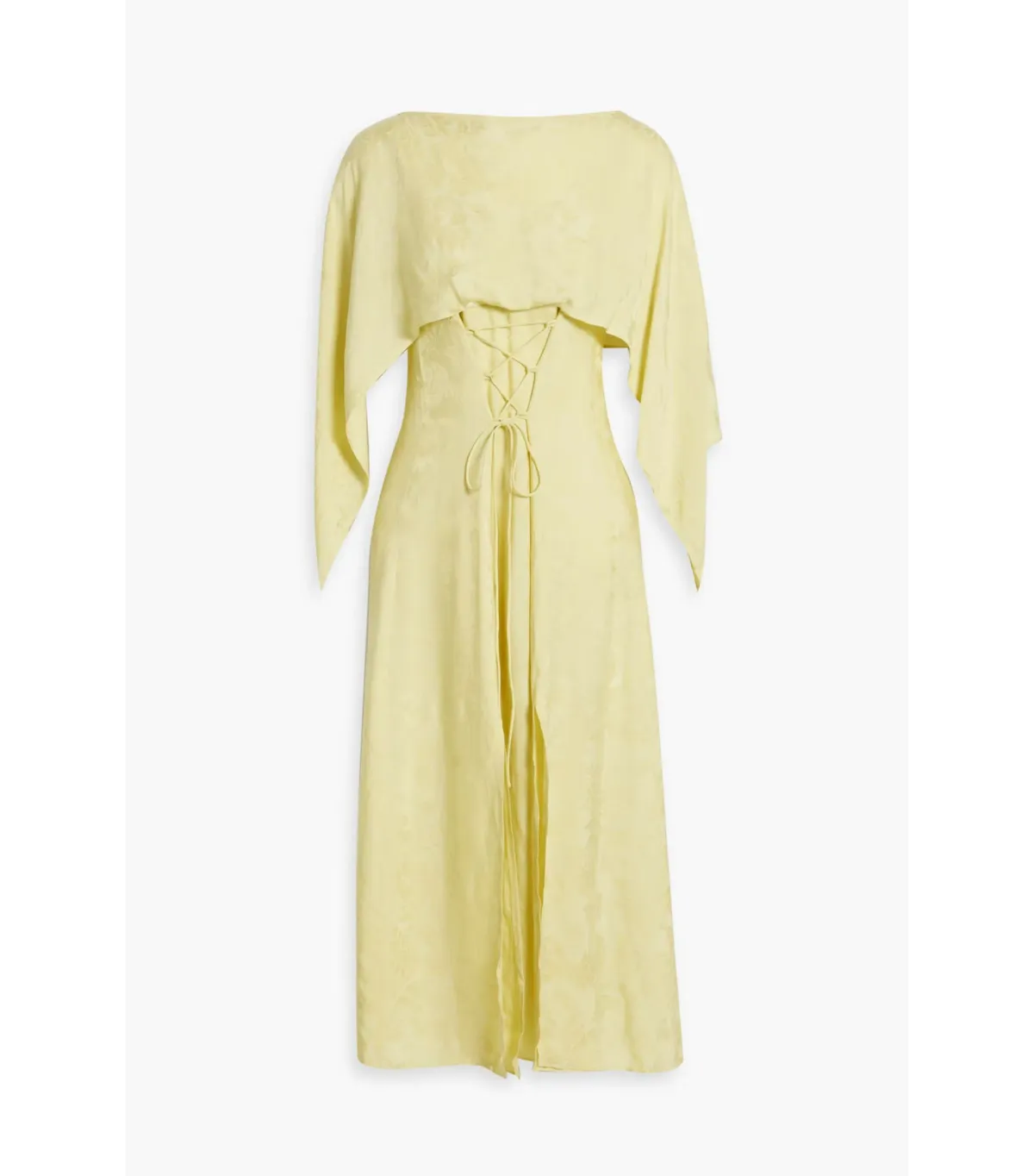 Acne Studios Cape-effect Cupro-blend Jacquard Midi Dress Yellow Size AU 6 - Image 4