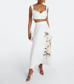 Zimmermann Natura Bralette and Flare Skirt Set Ivory Camellia Size 12/2 for rent on The Volte - image 1