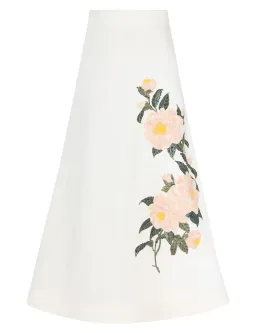 Zimmermann Natura Bralette and Flare Skirt Set Ivory Camellia Size 12/2 for rent on The Volte - image 4