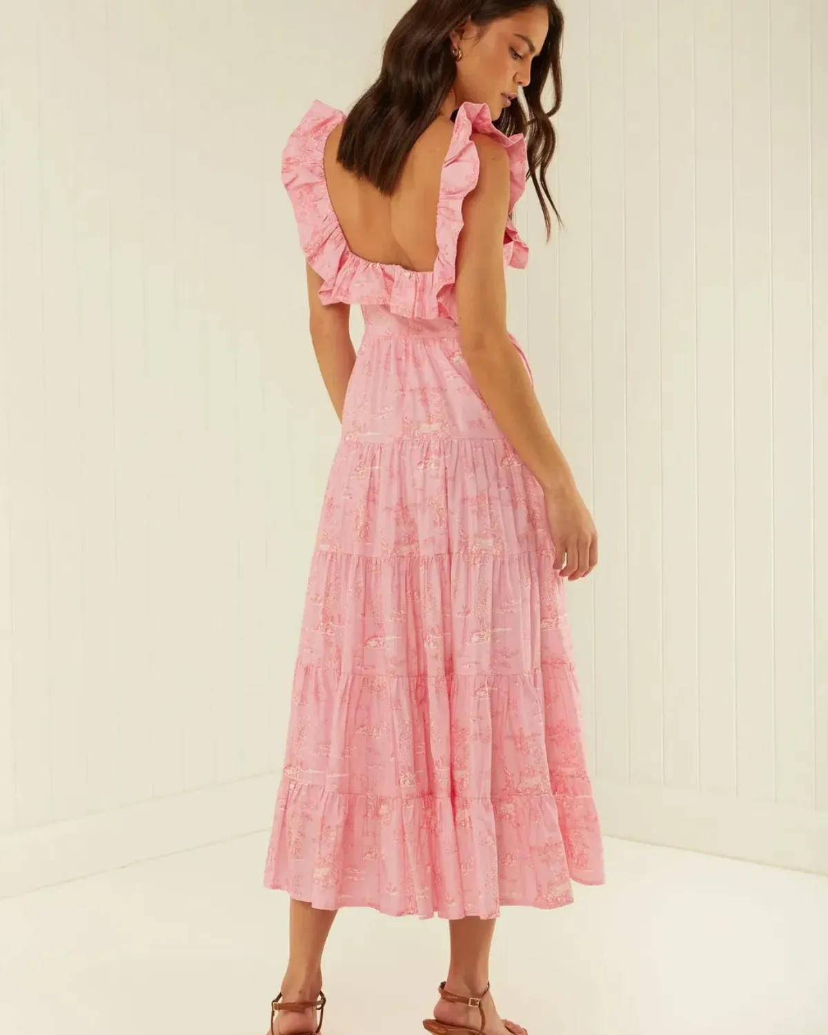Palm Noosa Leon Midi Dress in Pink Province Size 6 - Image 2