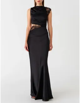 MISHA Kimora Satin Dress Black Size 12 for rent on The Volte - image 1
