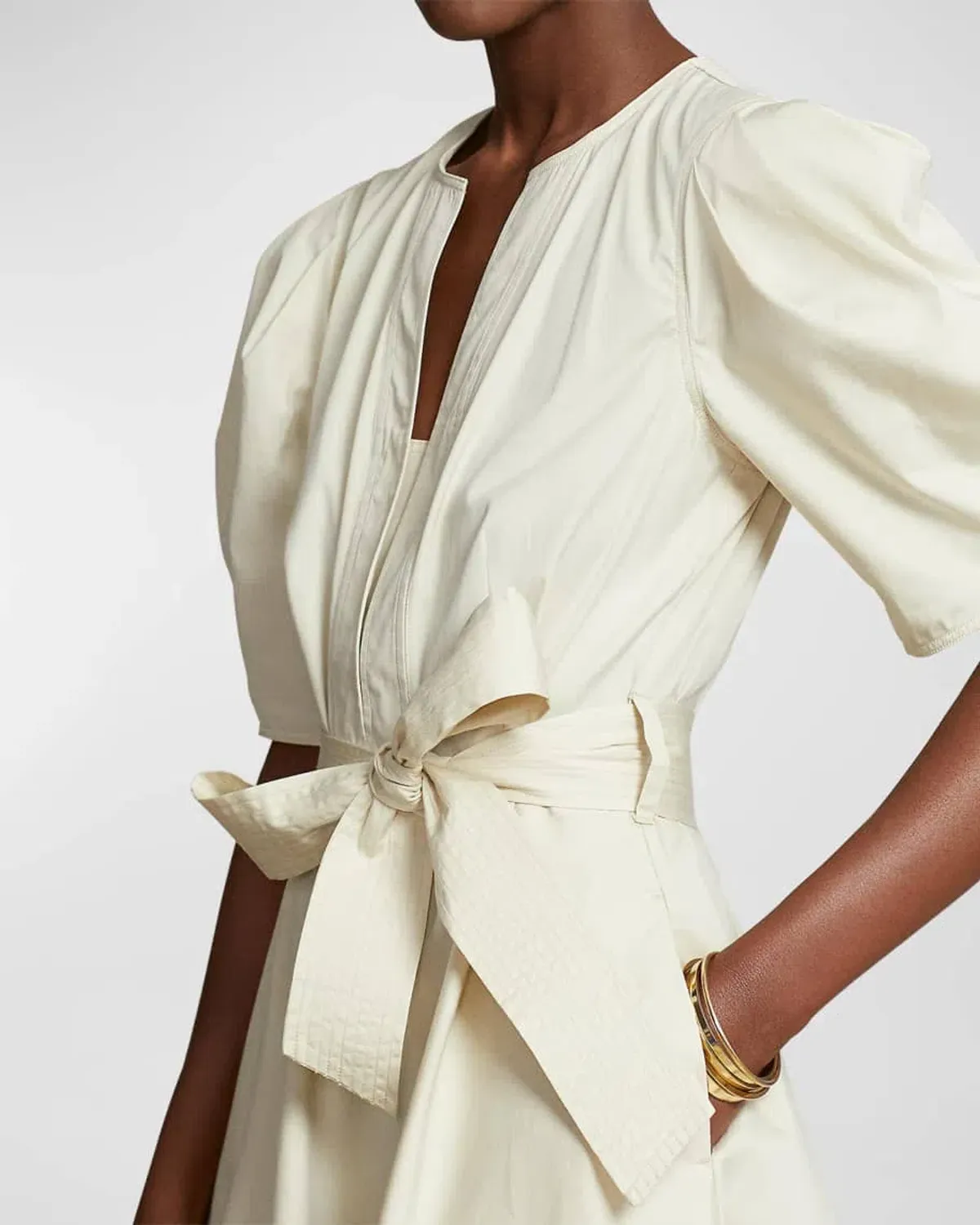 Polo Ralph Lauren Handkerchief Cotton Puffed Sleeve Dress Beige Size 6 - Image 4