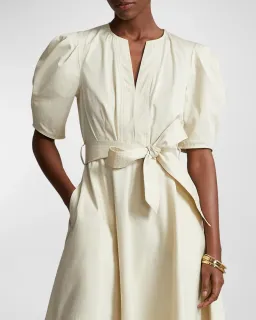 Polo Ralph Lauren Handkerchief Cotton Puffed Sleeve Dress Beige Size 6 for rent on The Volte - image 2