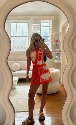 Sir the Label Ramona Wrap Halter Mini Dress Mariposa Lily Print Size 2 / AU 10 for rent on The Volte - image 1