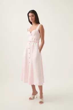 Aje Primary Belted Midi Dress Pastel Pink Size 8 for rent on The Volte - image 2