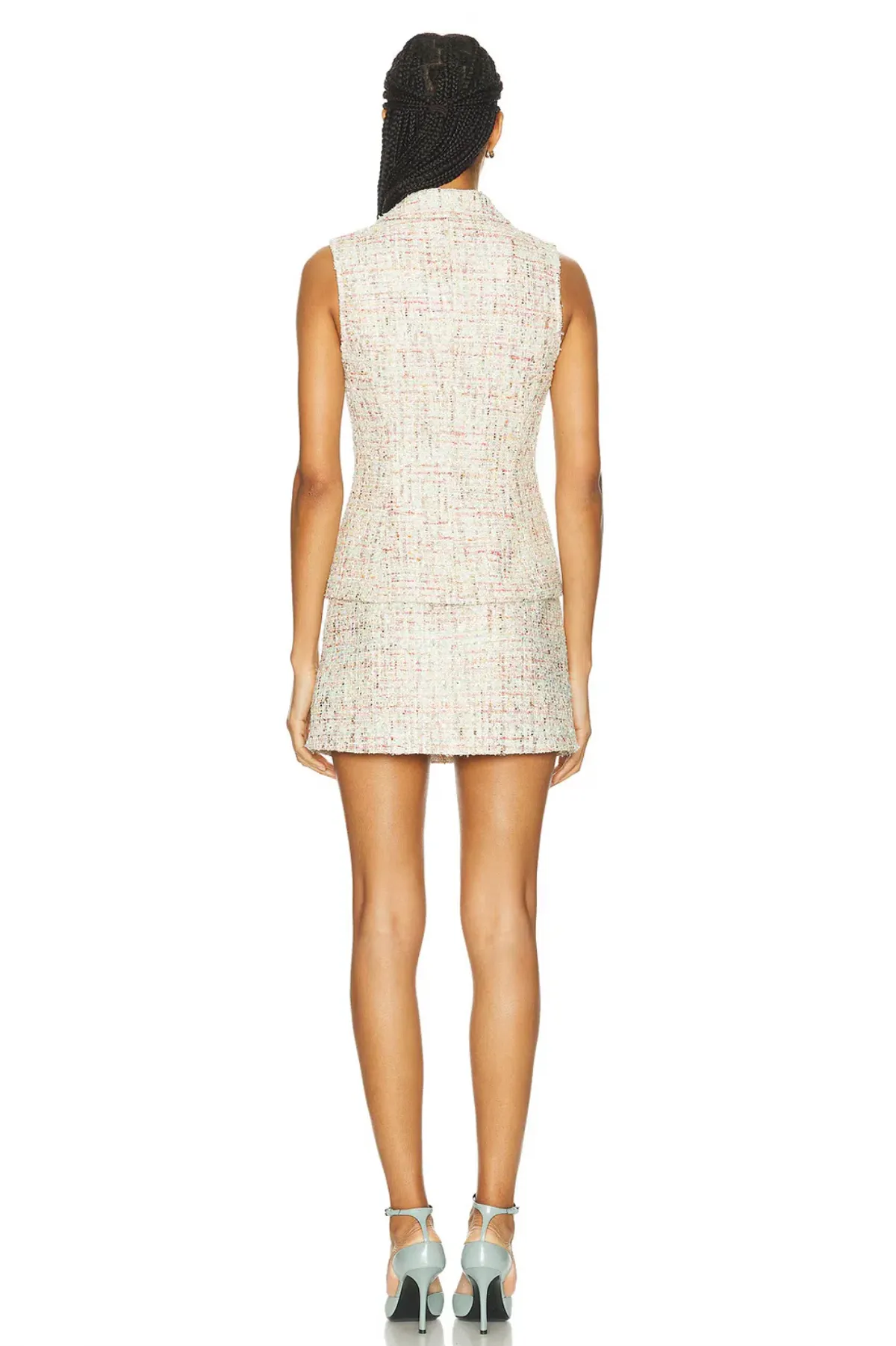 Self Portrait Embellished Boucle Tailored Mini Dress Multi Size AU 4 - Image 4