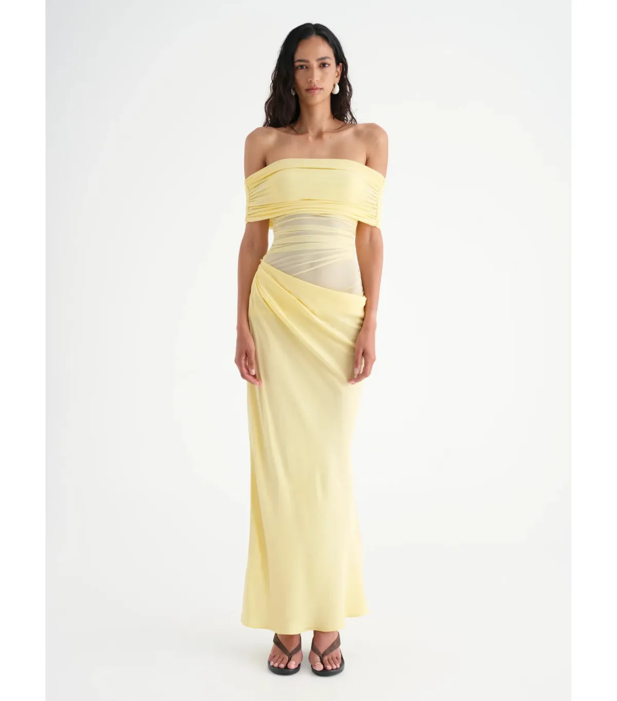 Benni Nico off Shoulder Maxi Dress in Butter Size AU 10 - Image 2