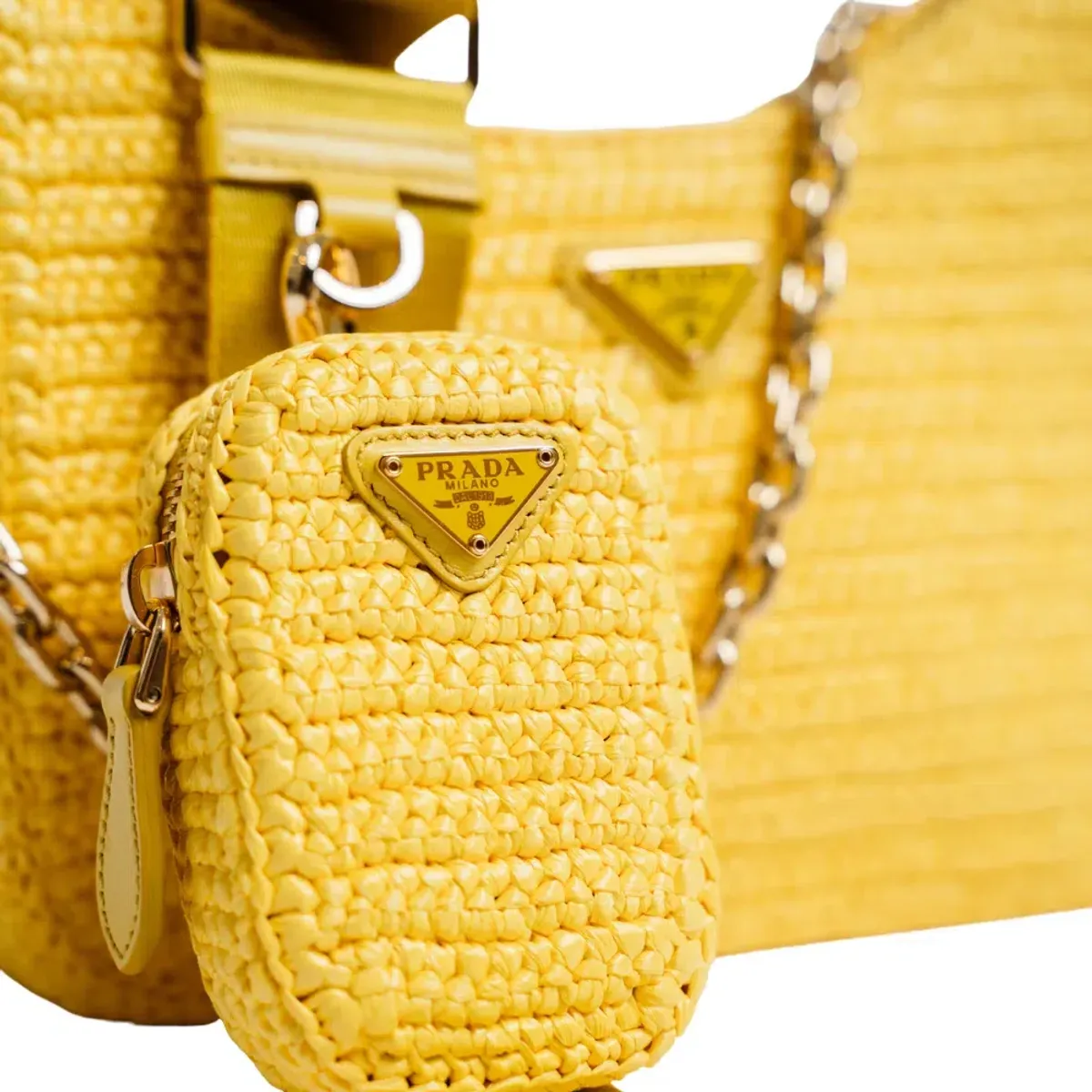 Prada Re-edition 2005 Raffia Bag Yellow - Image 2