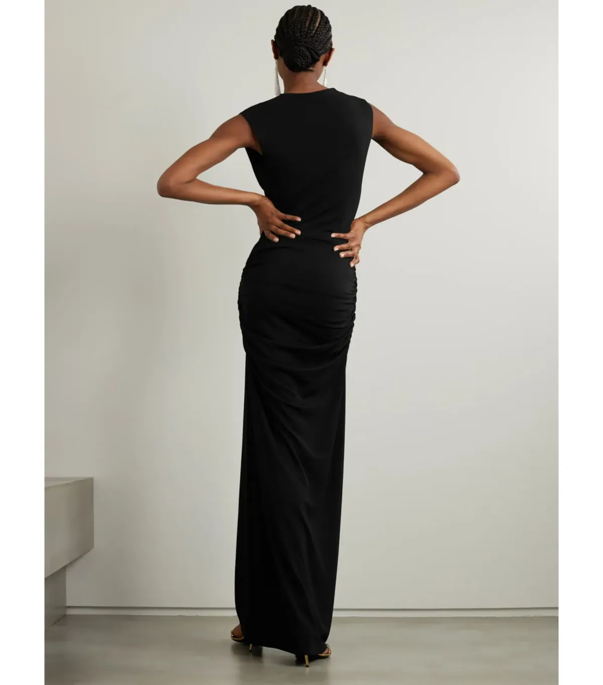 Michael Lo Sordo Drape Front Maxi Dress in Black AU 12 - Image 2