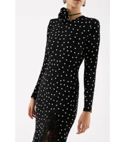 Rebecca Vallance Celyn Polka Dot Midi Dress Black Size AU 12 for rent on The Volte - image 2