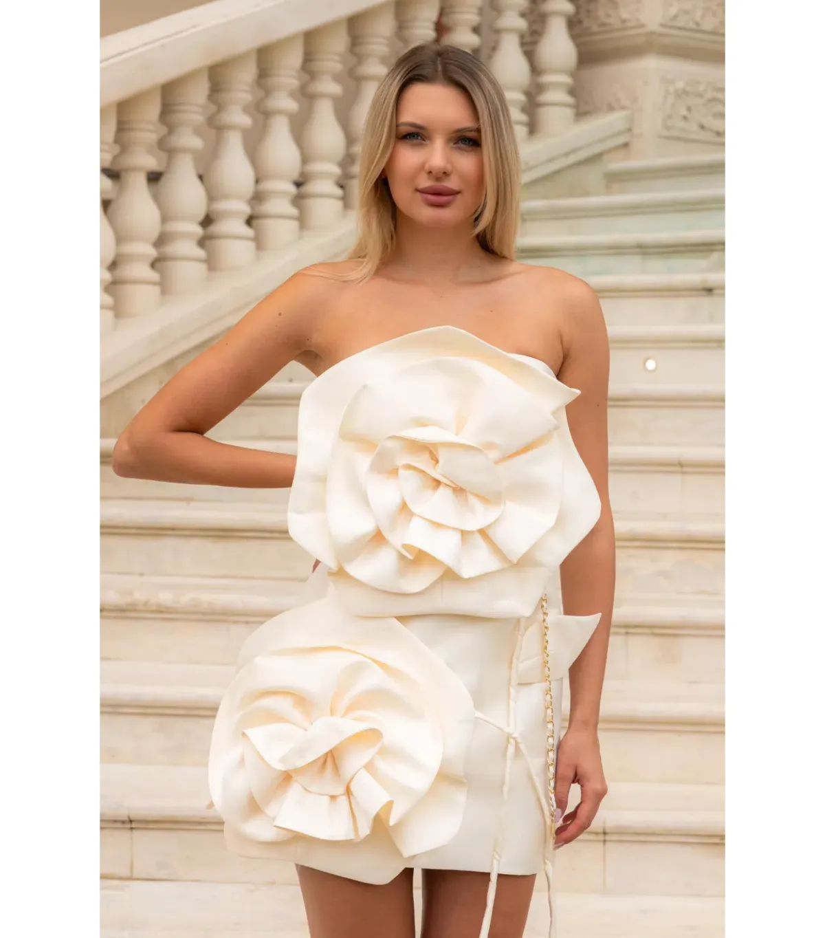 Sierra Darien Voluminous Flower Design Dress Silver Size AU 8 - Image 5