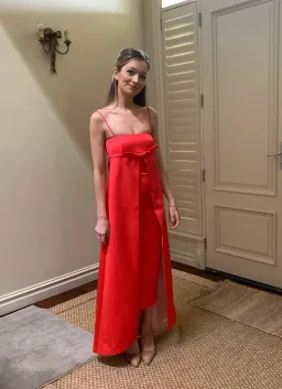 Bernadette Philippe Duchesse Stain Gown Red Size AU 6   for rent on The Volte - image 3