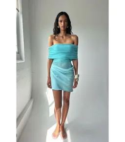 Benni Nico Off Shoulder Mini Dress In Aquamarine Size AU 8 for rent on The Volte - image 6
